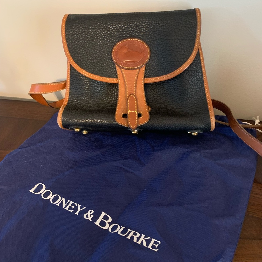 Vintage Dooney & Bourke Black and Brown Leather Satchel